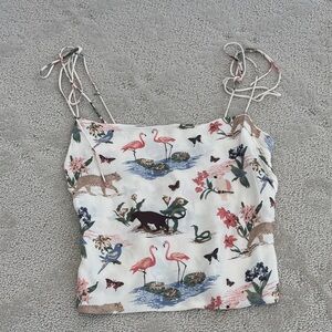 Reformation Multicolor Camisole with Flamingo and Leopard Print